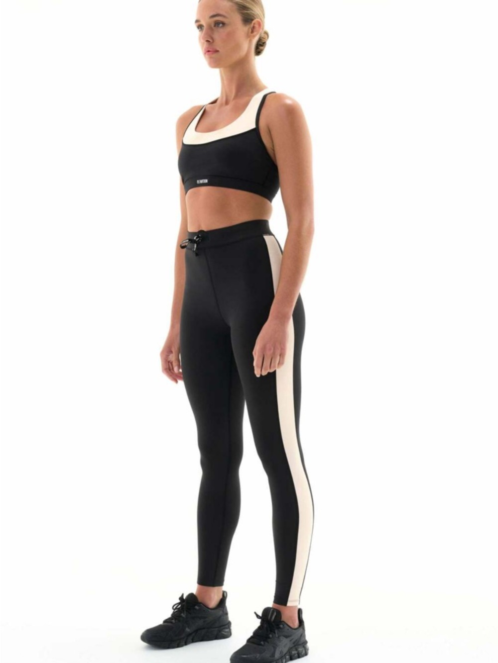 P.E Nation Black Legging with Cream Side Stripe